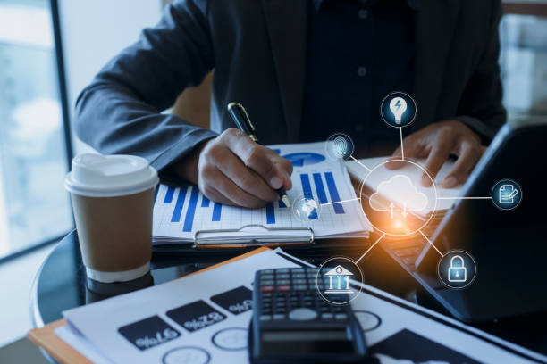istock Business financial data and marketing growth report graph and data interface science. 1675380324