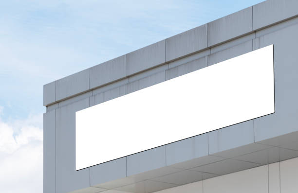 istock Mock up white background billboard on building. Clipping path for mock up 1675381397