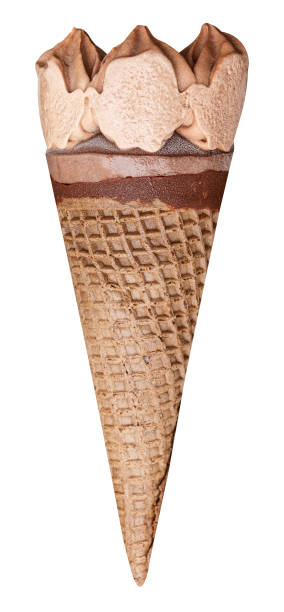 istock Chocolate waffle cone ice cream isolated on white background with clipping path 1675381416