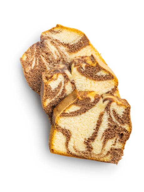 istock Marble sponge cake. Cake with cocoa and vanilla taste isolated on white background. 1675448488