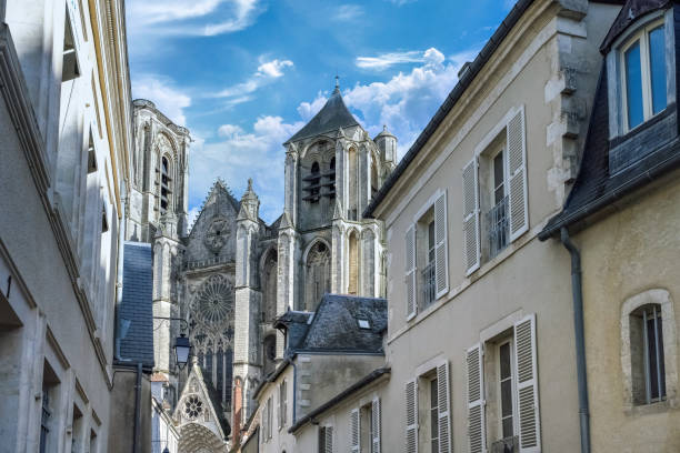 istock Bourges, old houses, with the cathedral 1675466899