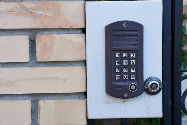 istock Security keypad on the wall in the house. Security concept. 1675489398