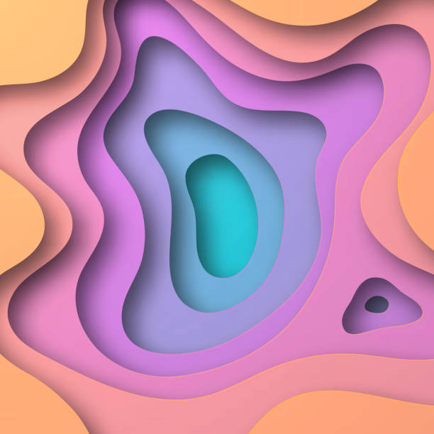 istock Paper cut background - Purple abstract wave shapes - Trendy 3D design 1675499074