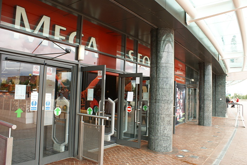 Mega store entrance of Manchester United, England, July 24, 2009