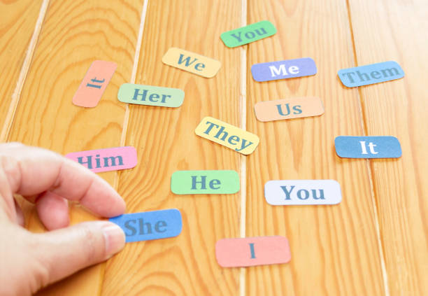istock English word cards on wooden table in class 1675540907