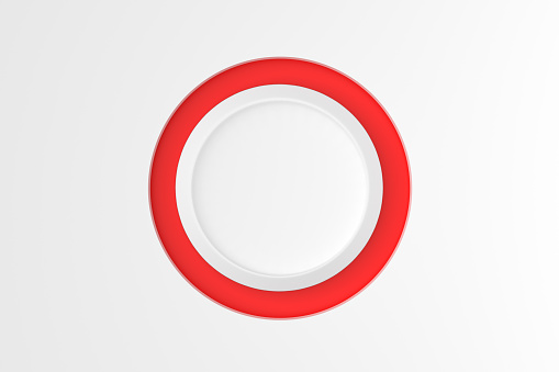 Blank round push button on white background. Top view. 3D render.