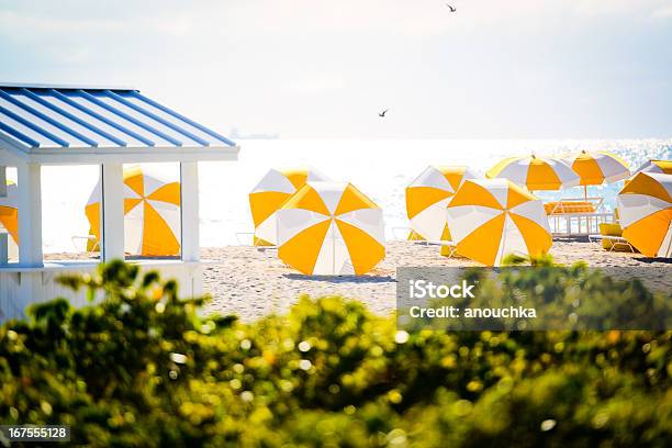 Calma Praia Vazia No Início Da Manhã - Fotografias de stock e mais imagens de Empreendimento Turístico - Empreendimento Turístico, Guarda-Sol de Praia, South Beach