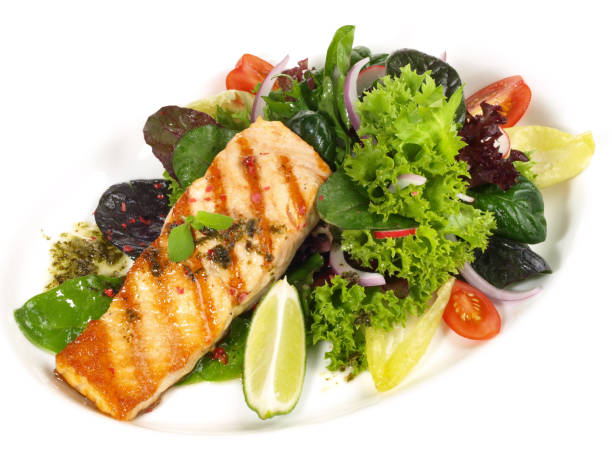 istock Grilled Salmon - Fish Fillet with Salad - Isolated 1675562697
