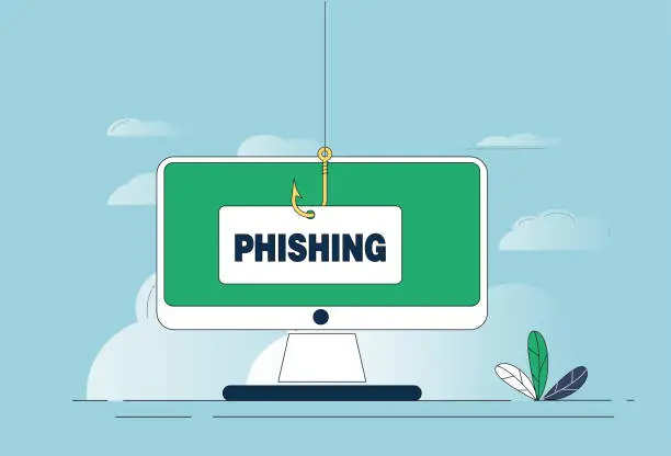 Vector illustration of Phishing, computer.