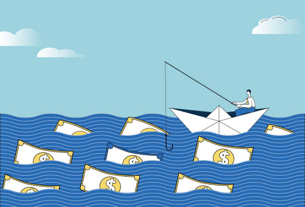 istock White-collar workers are fishing for dollars on a boat in the sea. 1675570641