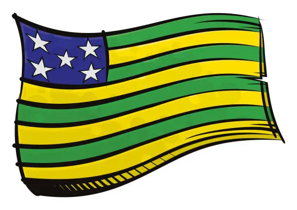 Vector illustration of Painted Goias flag waving in wind
