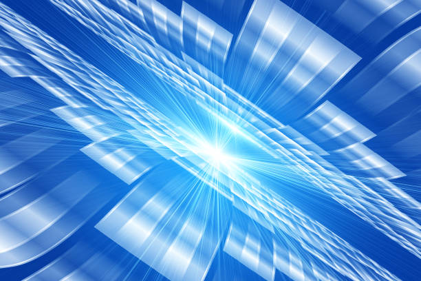 istock The blue square rapidly extends lengthwise to form the tunnel space background 1675590418