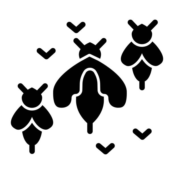 illustrations, cliparts, dessins animés et icônes de icône solide de l’essaim d’abeilles, concept de miel, signe des abeilles mellifères sur fond blanc, icône colonie d’abeilles dans la conception web de concept mobile de style glyphe. graphiques vectoriels. - colony swarm of insects pest animal