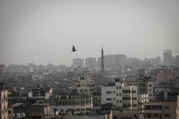 A picture shows a view of Gaza City during a dust wave stock photo