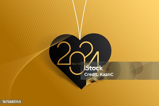 istock 2024 love concept. Happy New Year. Abstract numbers vector illustration. Holiday design for greeting card, invitation, calendar, etc. vector stock illustration 1675683143
