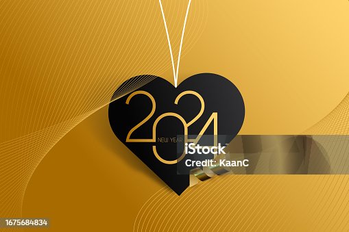 istock 2024 love concept. Happy New Year. Abstract numbers vector illustration. Holiday design for greeting card, invitation, calendar, etc. vector stock illustration 1675684834