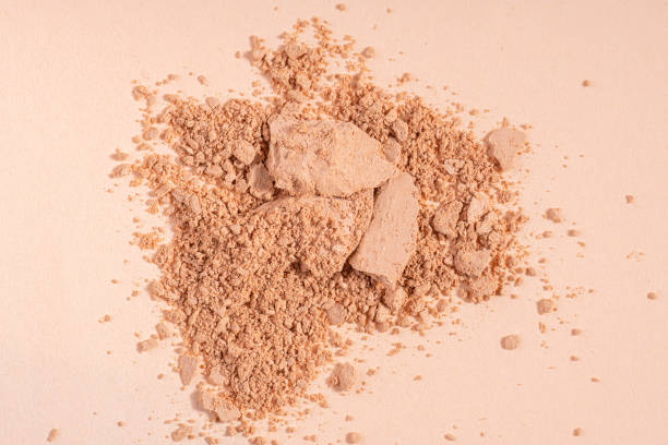 istock Makeup cosmetics. Eyeshadow or blush crushed palette, colorful eye shadow powder on beige background 1675691882
