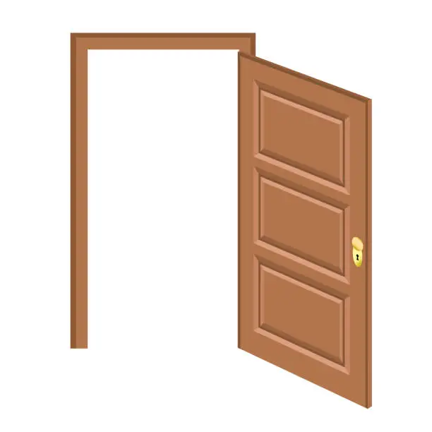 Vector illustration of openned wooden door art design