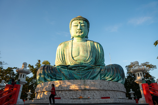 Sitting Buddha Idol Statue Showpiece Isolated on White Background with Clipping Path