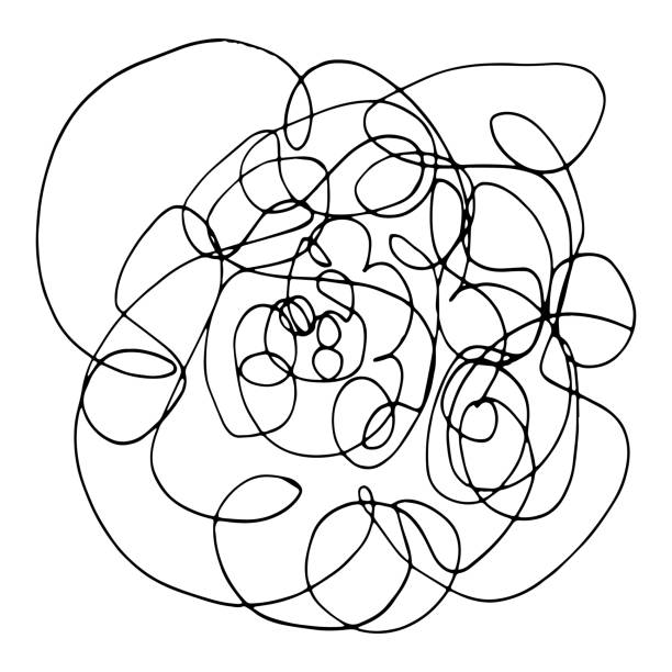istock Curly ball of astrakhan. Sketch. Chaotic squiggles. Hand drawing. Tangled tangle. 1675735398