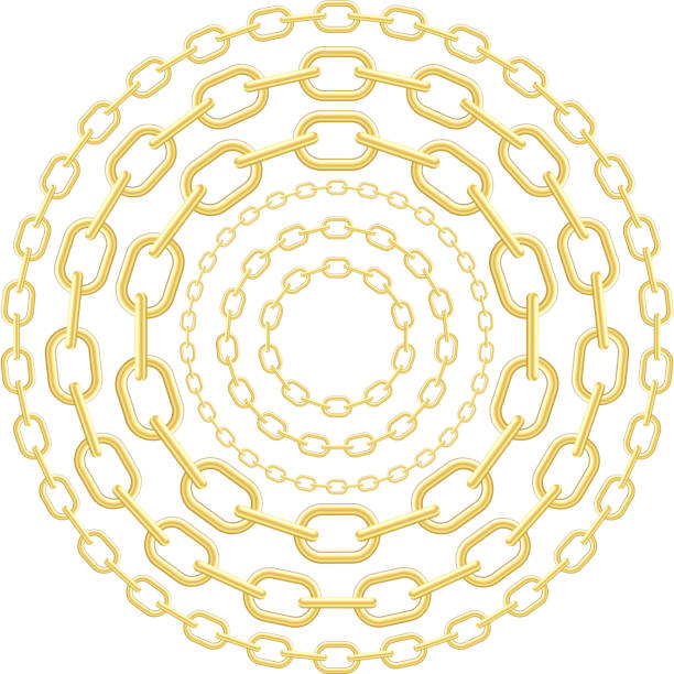 złote koło sieci - gold chain chain circle connection stock illustrations