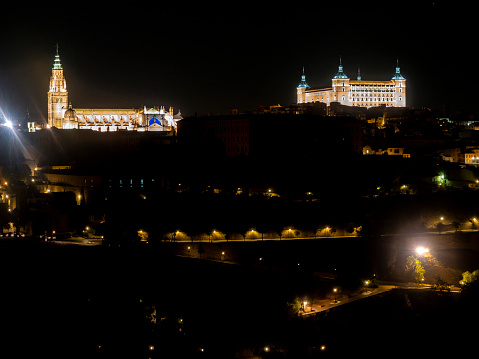 Night view of the city of Toledo, Autonomous Community of Castilla la Mancha, UNESCO World Heritage Site