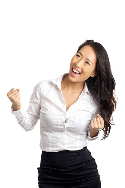istock Successful Asian Woman cheering 167576345