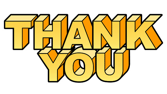 Three-dimensional Capitalized THANK YOU Text With Halftone Texture. Suitable for Social Media Influencers. Vector Tag.