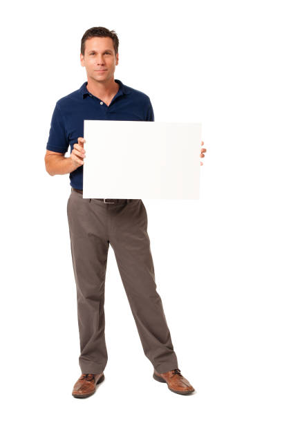 istock Causal Businessman with Blank Sign Isolated on White Background 167577417