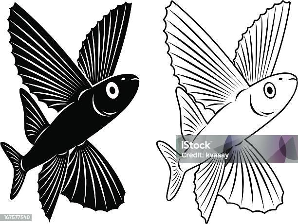 Peixe Voador - Arte vetorial de stock e mais imagens de Peixe voador - Peixe voador, Animal, Asa de animal