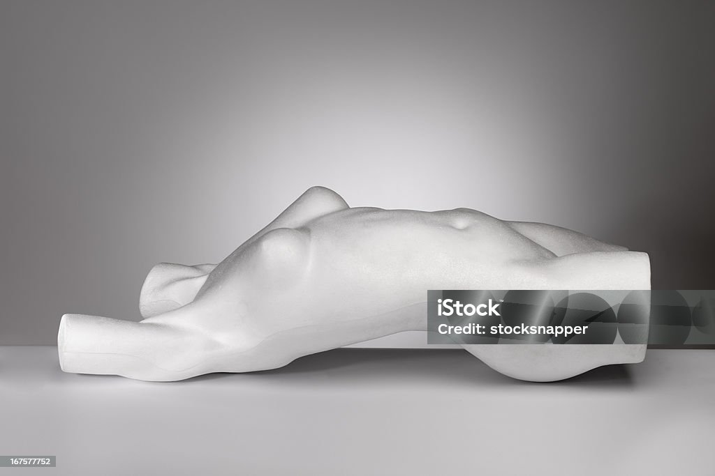 Torso Black and white photo of an old fashion mannequin torso made of polystyrene. Anatomy Stock Photo