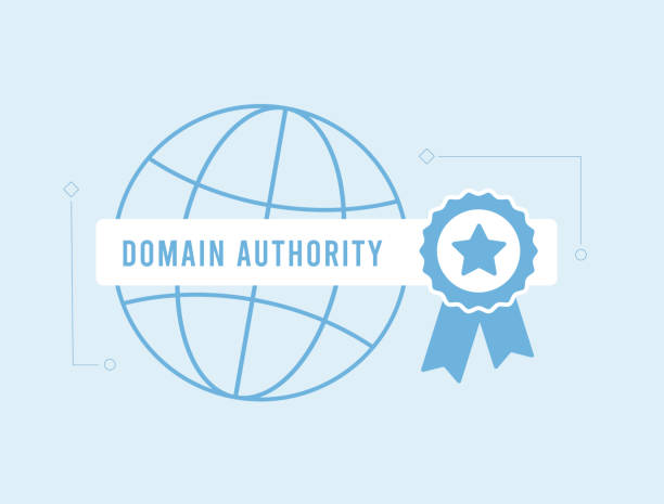 Domain Authority Checker concept. Aged Web Domains with Quality Backlinks and High Authority Scores. Vector illustration isolated on white background with icons Domain Authority Checker concept. Aged Web Domains with Quality Backlinks and High Authority Scores. Vector illustration isolated on white background with icons. Domain Authority Checker stock illustrations