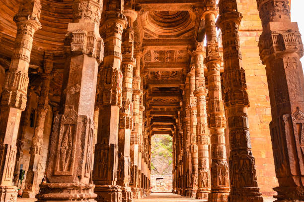 istock ancient grand mosque called Adhai Din Ka Jhonpra vintage pillar architecture from unique angle 1675798023