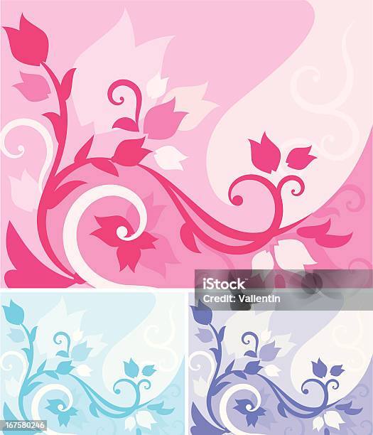 Ilustración de Fondo Floral Serie y más Vectores Libres de Derechos de Acurrucado - Acurrucado, Arabesco - Diseño, Belleza