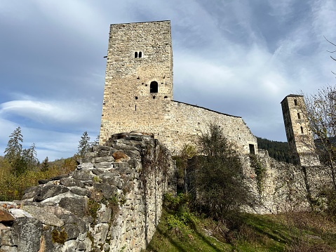 Jörgenberg Castle (Joergenberg Castle) or Casti Munt Sogn Gieri (Burgruine Munt Sogn Gieri), Waltensburg - Canton of Grisons, Switzerland (Kanton Graubünden, Schweiz)