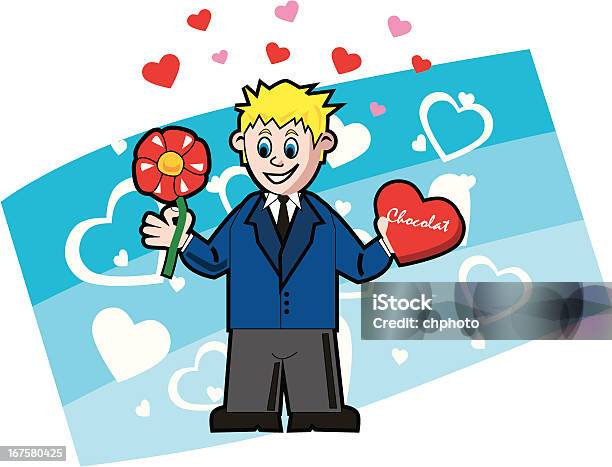 Valentines Day Man Flower Gift Stock Illustration - Download Image Now - Adult, Adults Only, Beautiful People