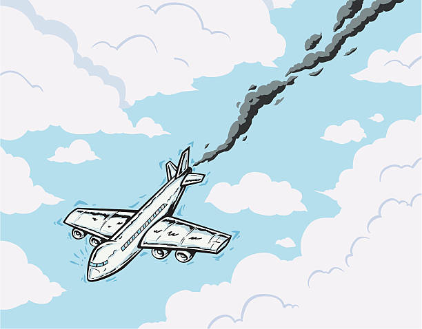 falling airplane vector art illustration