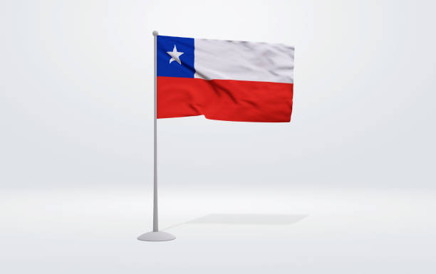 istock 3D illustration of a Chilean flag extended on a flagpole and a studio backdrop in the background. 1675811322