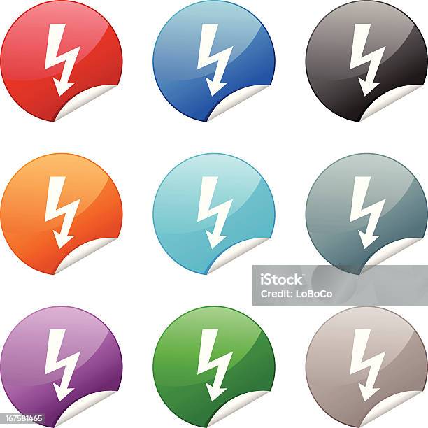 Stickersymbol Electric Stock Vektor Art und mehr Bilder von Anzünden - Anzünden, Biegung, Blau