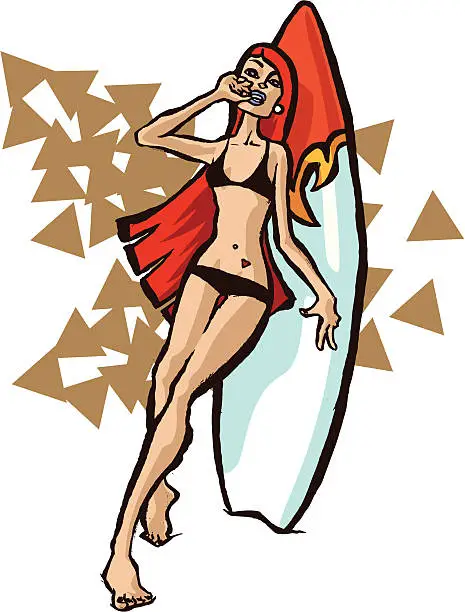 Vector illustration of Surf babe