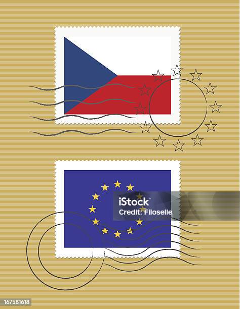 체코 공화국 및 유럽 연합스탬프와 함께 플래깅 기에 대한 스톡 벡터 아트 및 기타 이미지 - 기, 디자인 요소, 배경-주제
