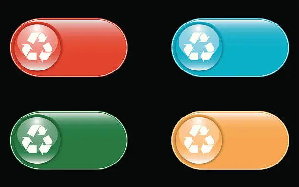 Vector illustration of Glossy Recycle Icon Buttons