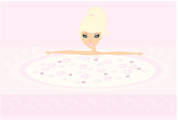 girl relaxing in a exotic spa vector art illustration