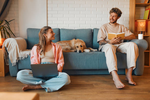 istock Young couple in love spending time together at home 1675829218