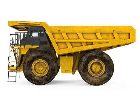 Yellow Mining Truck isolated on white background. 3D render