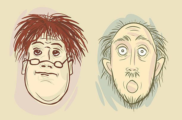 illustrations, cliparts, dessins animés et icônes de deux hommes de dessin animé tête - phlegmatic