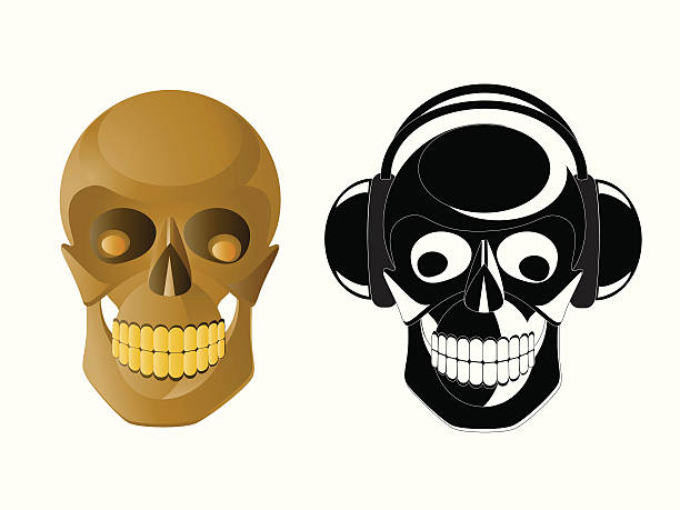 ilustrações de stock, clip art, desenhos animados e ícones de skulls - sound headphones music human teeth