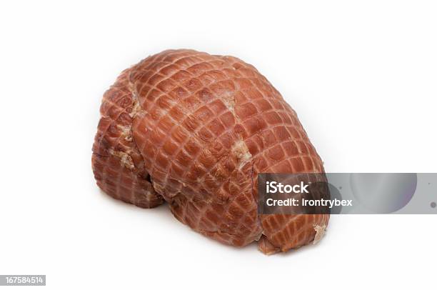 Jamón Ahumado Aislado Sobre Fondo Blanco Foto de stock y más banco de imágenes de Alimento - Alimento, Blanco - Color, Carne