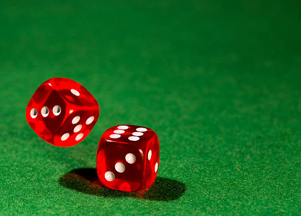 Two red dices stock photo