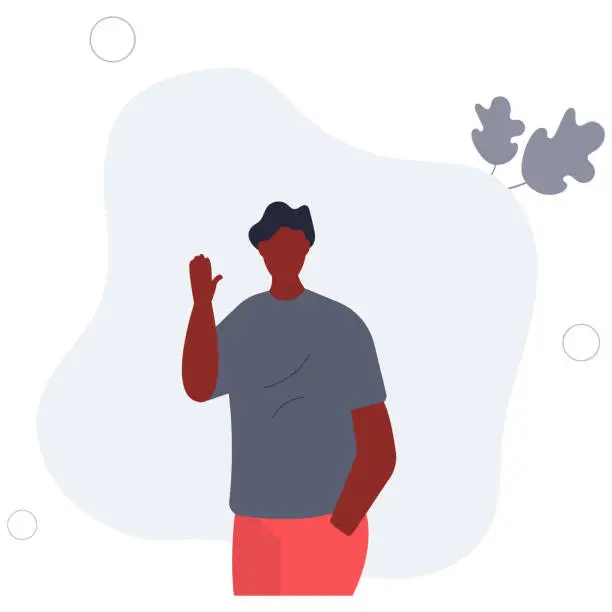 Vector illustration of Goodbye or greeting gestures.character waving his hand.flat vector illustration